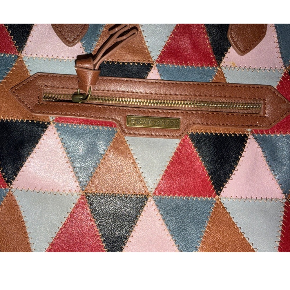 Designer Patchwork Tote Bag Geometric Triangles F… - image 5